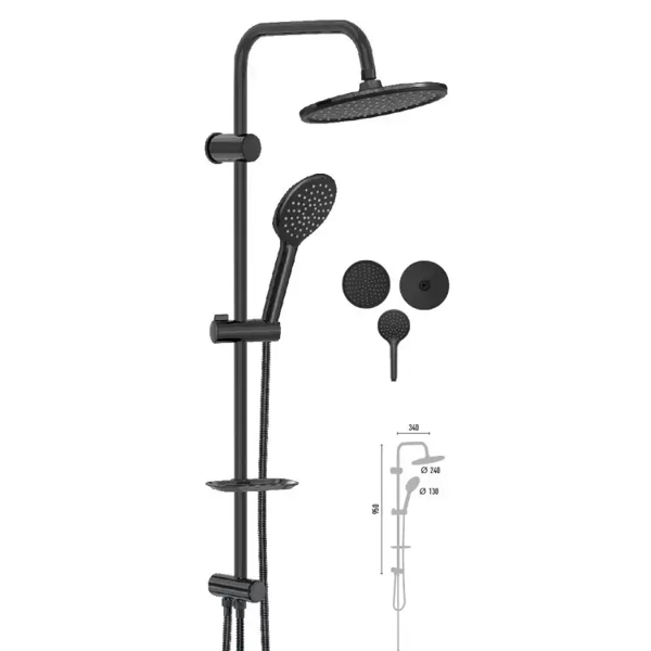 Shower system Valtemo Deluxe Jet Black VS-2543, Black