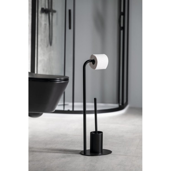 ქაღალდის საკიდი და ჯაგრისი Bisk Nero, Toilet Paper Holder And Brush, Black