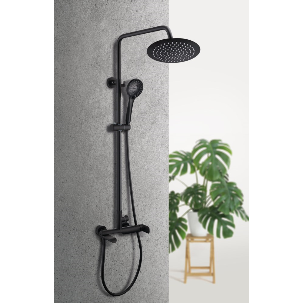 Shower system Rubineta Olo BK Ultra-10 SW DV3/4 BK 625123, Black
