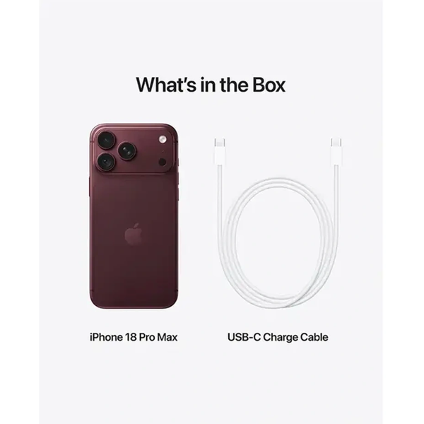 Mobile Phone Apple iPhone 18 Pro Max, 12GB, 256GB, E-sim Only, 5G, NFC, Burgundy