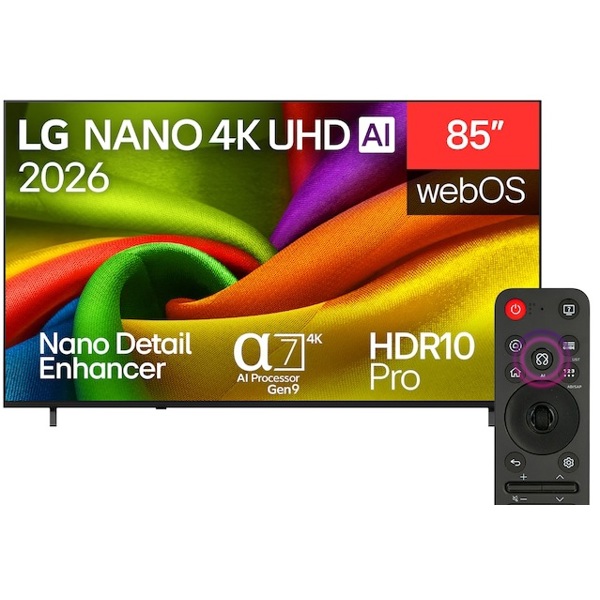 ტელევიზორი LG 85NU850B6LA.AMCN NanoCell, 85", 4K UHD, Smart TV, 60Hz, USB, HDMI, LAN, BT, WIFI, Black