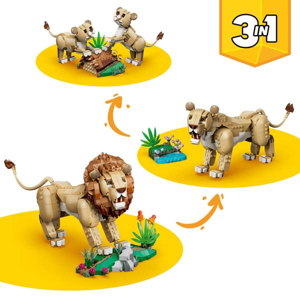ასაწყობი კონსტრუქცია LEGO 31386 Creator 3-in-1, Wild Animals: Majestic Lion, Prefabricated Construction