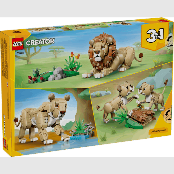 ასაწყობი კონსტრუქცია LEGO 31386 Creator 3-in-1, Wild Animals: Majestic Lion, Prefabricated Construction