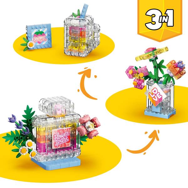 ასაწყობი კონსტრუქცია LEGO 31383 Creator 3-in-1, Floral Decor Perfume Bottle, Prefabricated Construction