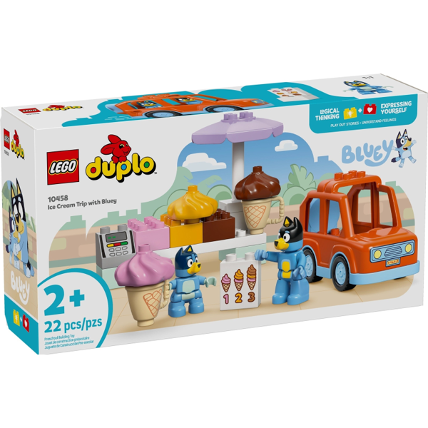 ასაწყობი კონსტრუქცია LEGO 10458 Duplo Bluey, Ice Cream Trip with Bluey, Prefabricated Construction