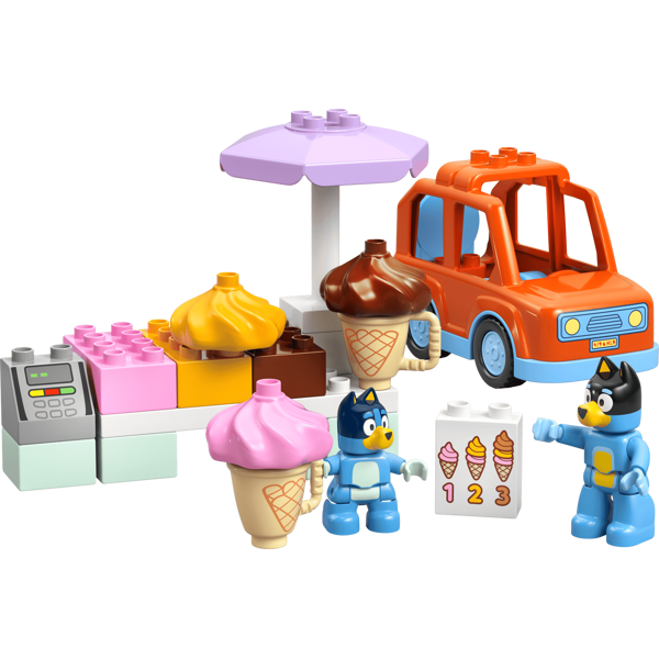 ასაწყობი კონსტრუქცია LEGO 10458 Duplo Bluey, Ice Cream Trip with Bluey, Prefabricated Construction