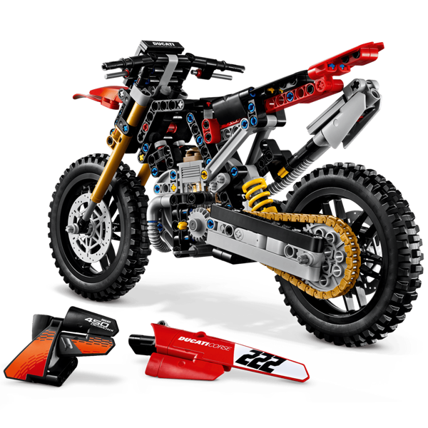 ასაწყობი კონსტრუქცია LEGO 42238 Technic, Ducati Desmo450 MX Factory Motorcycle, Prefabricated Construction