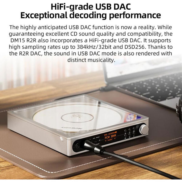 CD პლეერი FiiO DM15 R2R DAC Portable Bluetooth CD Player Hi-Res Silver