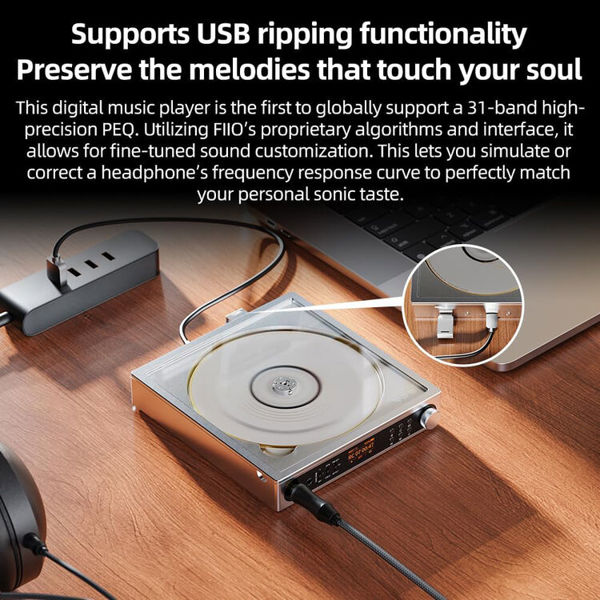 CD პლეერი FiiO DM15 R2R DAC Portable Bluetooth CD Player Hi-Res Silver