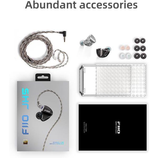 ყურსასმენი FiiO JH5 1DD 4BA Hybrid 5 Drivers HiFi in-Ear Earphone, Detachable 0.78mm 2 Pin Cable 3.5mm Plug for IOS/Android