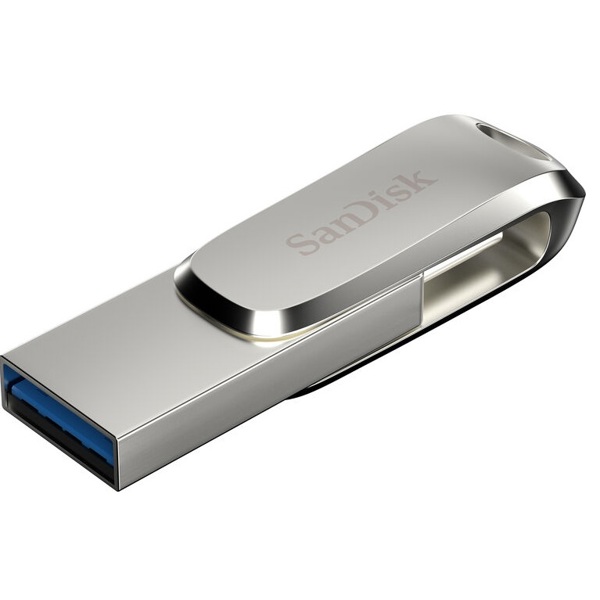 USB ფლეშ მეხსიერება SanDisk SDDDC4-128G-G46 Ultra Dual Drive Luxe, 128GB, Type-C, USB 3.2, Flash Memory, Silver