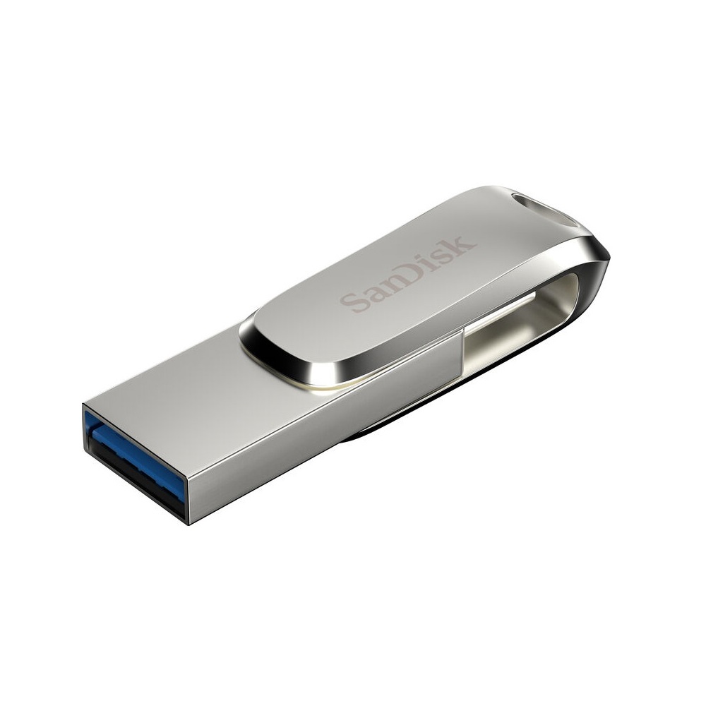USB ფლეშ მეხსიერება SanDisk SDDDC4-128G-G46 Ultra Dual Drive Luxe, 128GB, Type-C, USB 3.2, Flash Memory, Silver