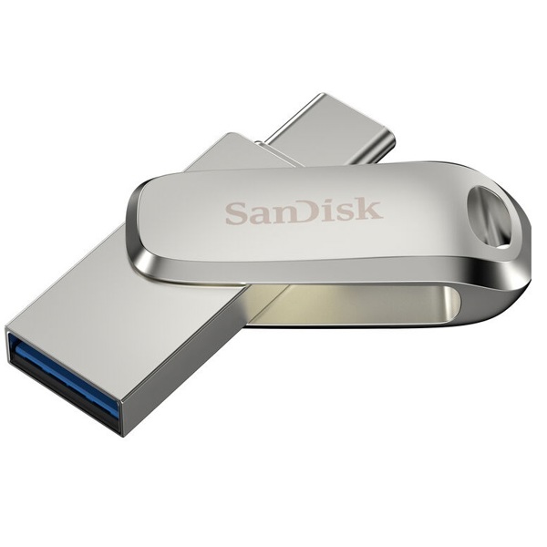 USB ფლეშ მეხსიერება SanDisk SDDDC4-128G-G46 Ultra Dual Drive Luxe, 128GB, Type-C, USB 3.2, Flash Memory, Silver