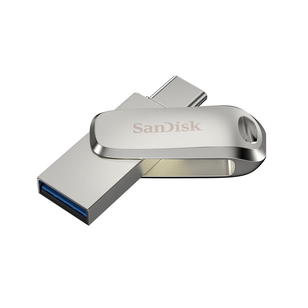 USB ფლეშ მეხსიერება SanDisk SDDDC4-128G-G46 Ultra Dual Drive Luxe, 128GB, Type-C, USB 3.2, Flash Memory, Silver