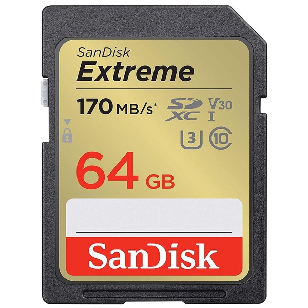 მეხსიერების ბარათი SanDisk SDSDXV2-064G-GNCIN Extreme, 64GB, SDXC, UHS-I C10, U3, V30, Black