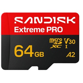 მეხსიერების ბარათი SanDisk SDSQXCU-064G-GS6MA Extreme Pro, 64GB, microSDXC, UHS-I C10, U3, V30, Black/Red