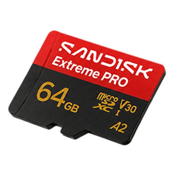 მეხსიერების ბარათი SanDisk SDSQXCU-064G-GS6MA Extreme Pro, 64GB, microSDXC, UHS-I C10, U3, V30, Black/Red