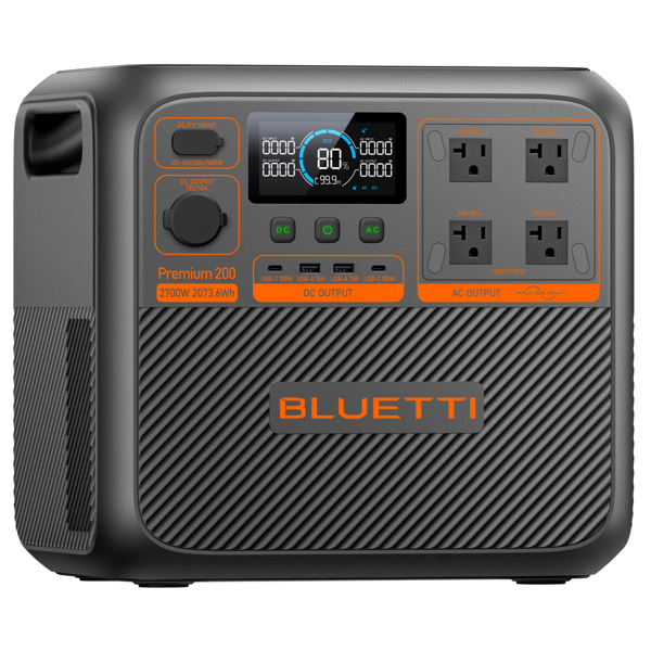 ელექტრო სადგური Bluetti Premium 200 V2, 2700W, 2073Wh, USB, Type-C, WiFi, Bluetooth, Portable Power Station, Black