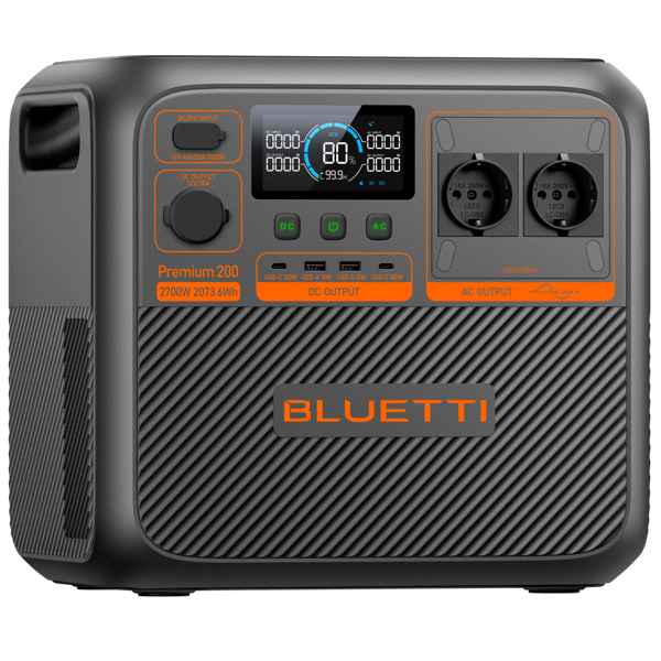 ელექტრო სადგური Bluetti Premium 200 V2, 2700W, 2073Wh, USB, Type-C, WiFi, Bluetooth, Portable Power Station, Black