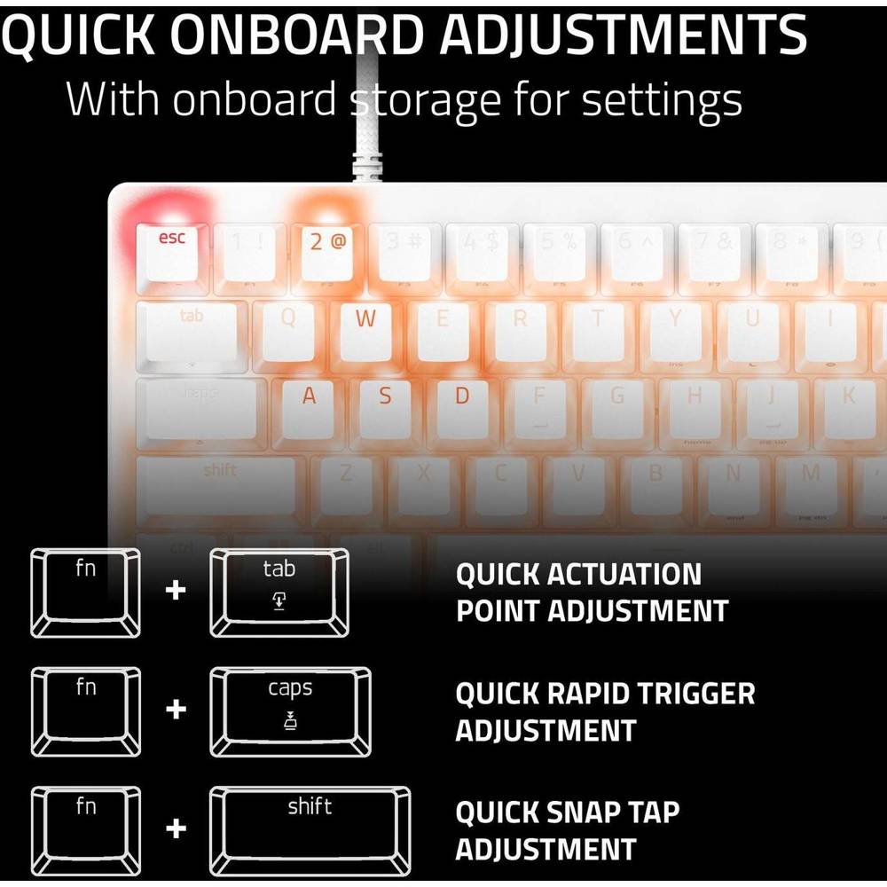Gaming Mechanical Keyboard Razer RZ03-04991700-R3M1 Huntsman V3 Pro Mini, Wired, USB, RGB, White