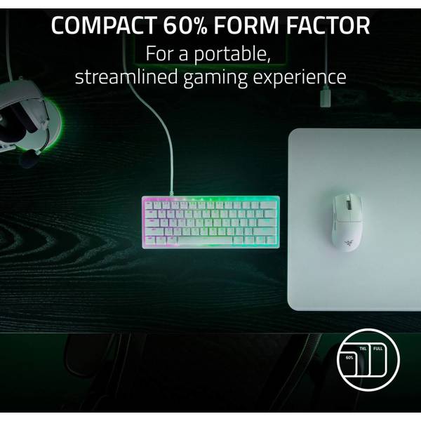 კლავიატურა Razer RZ03-04991700-R3M1 Huntsman V3 Pro Mini, Wired, USB, RGB, Gaming Mechanical Keyboard, White