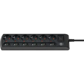 დენის დამაგრძელებელი Brennenstuhl 13044485, 6 Socket, 2m, Extension, Black