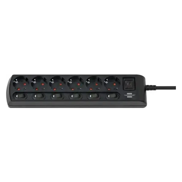 დენის დამაგრძელებელი Brennenstuhl 13044485, 6 Socket, 2m, Extension, Black