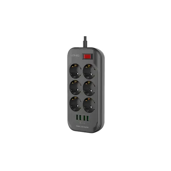 დამაგრძელებელი LDNIO SE6403, 6Socket, 2m, Extension, Black