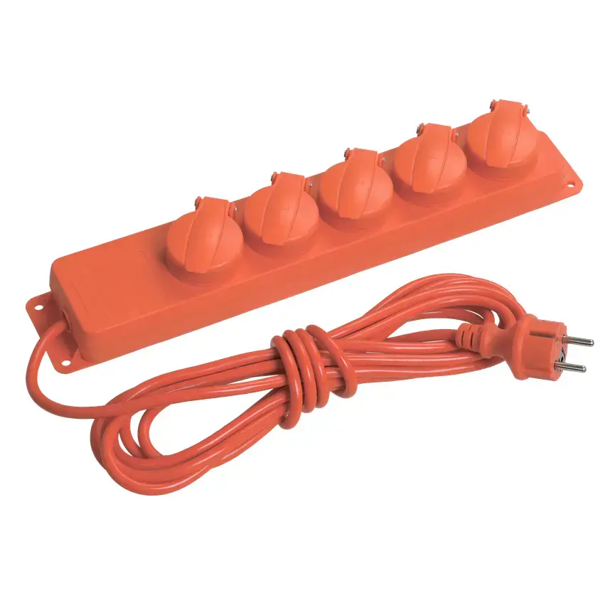 დამაგრძელებელი IEK U05V, 5 Socket, 5m, Extension, Orange
