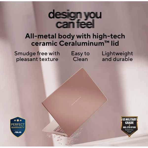 ნოუთბუქი Asus UX3480AA-U1122W Zenbook 14, 14", Ultra 5-325, 16GB, 512GB SSD, Integrated, W11H, Komodo Coral